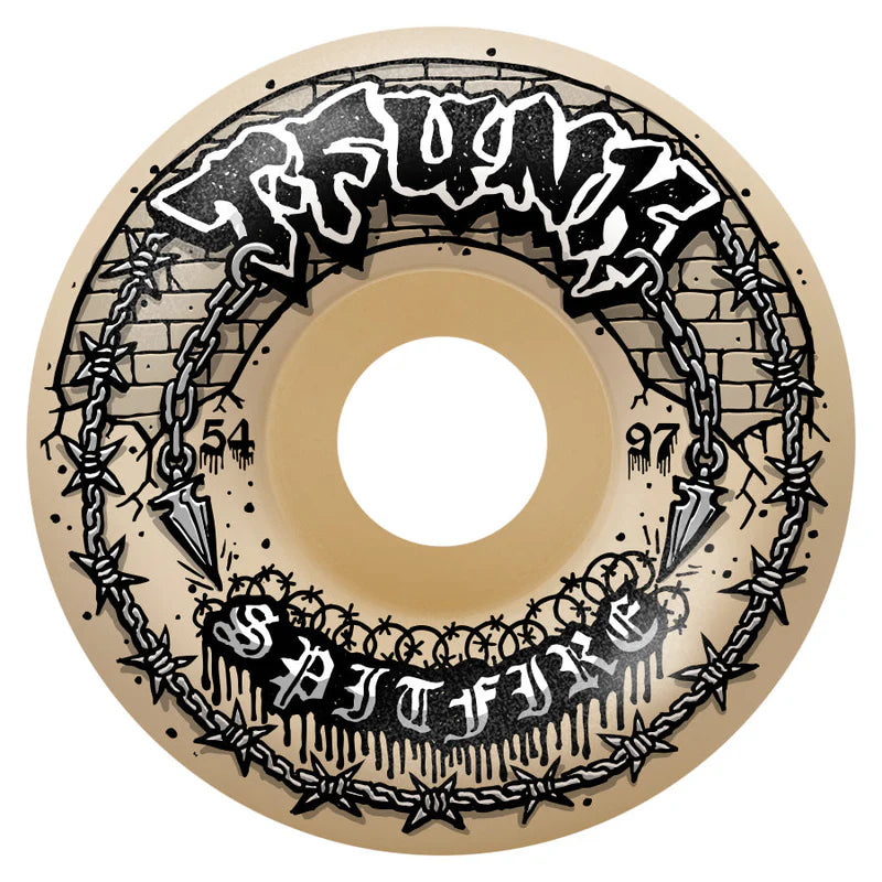 Spitfire Formula Four 97D T-Funk Raw Radial Full Skateboard Wheels - Natural