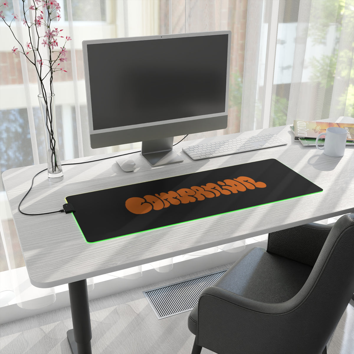 Companion Orange Graffiti LED Gaming Mouse Pad - RGB Edge Lighting