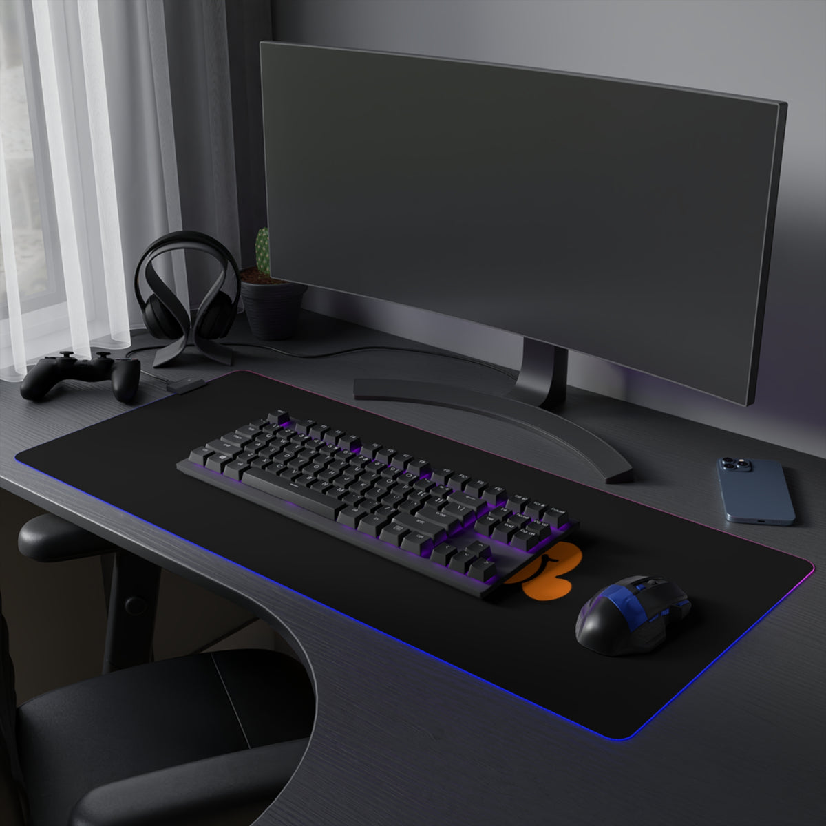 Companion Orange Graffiti LED Gaming Mouse Pad - RGB Edge Lighting