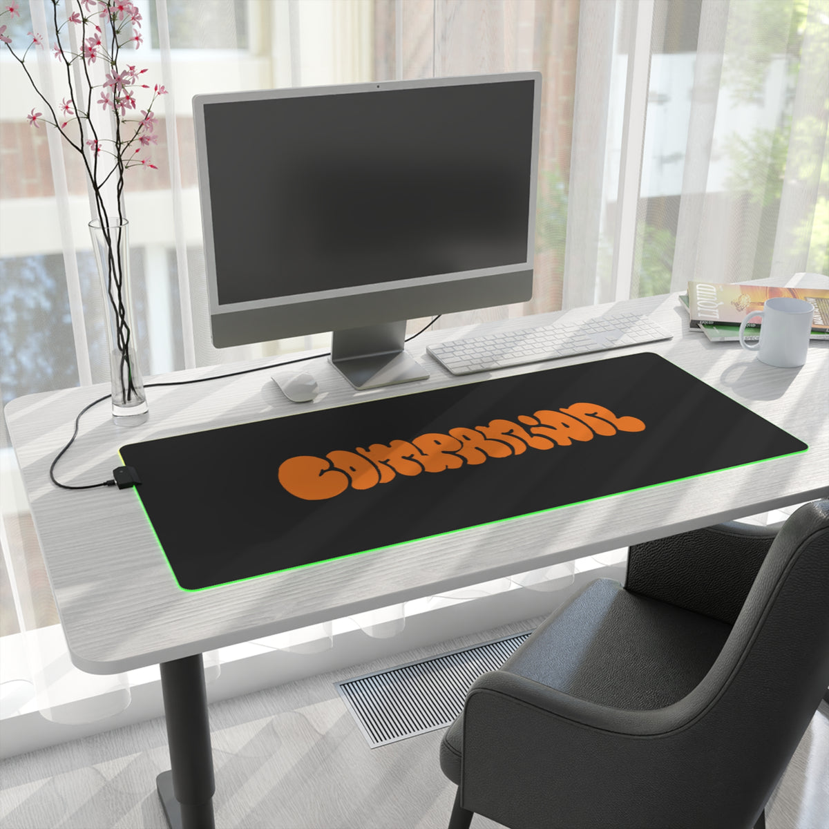 Companion Orange Graffiti LED Gaming Mouse Pad - RGB Edge Lighting