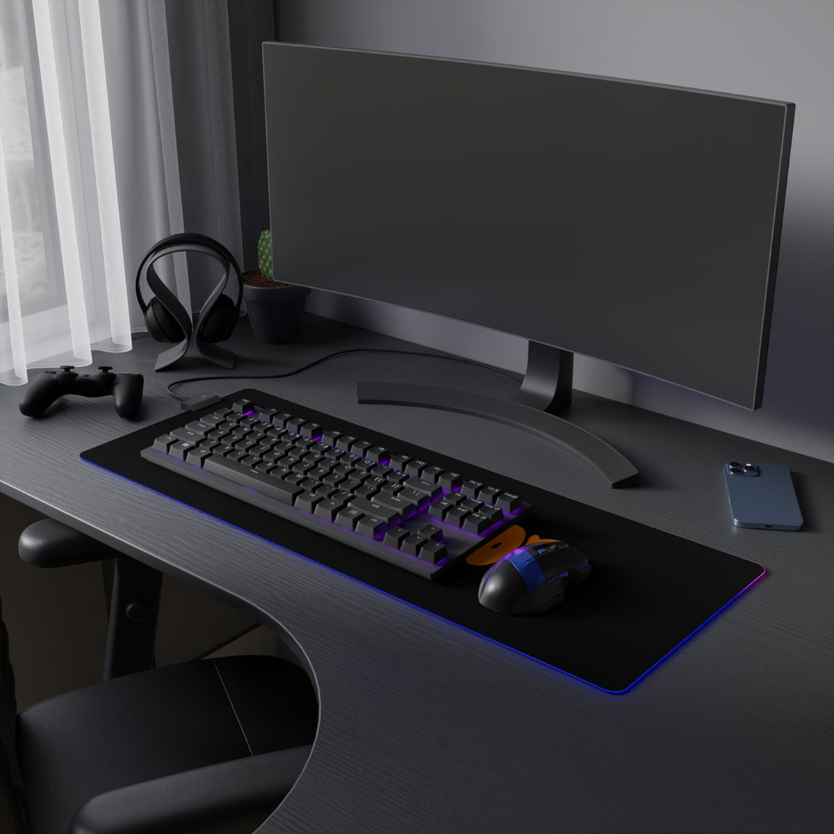 Companion Orange Graffiti LED Gaming Mouse Pad - RGB Edge Lighting